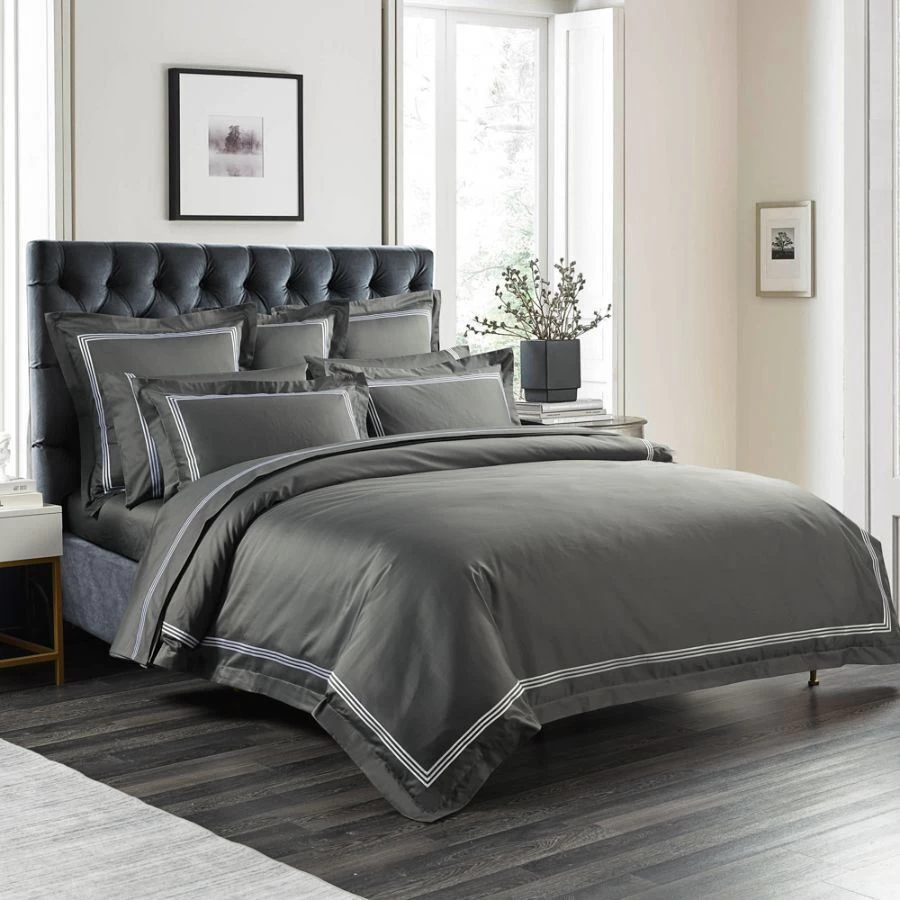 Ritz 1000TC Embroidered Charcoal Quilt Cover Set 1 Ritz 1000TC Embroidered Charcoal Quilt Cover Set