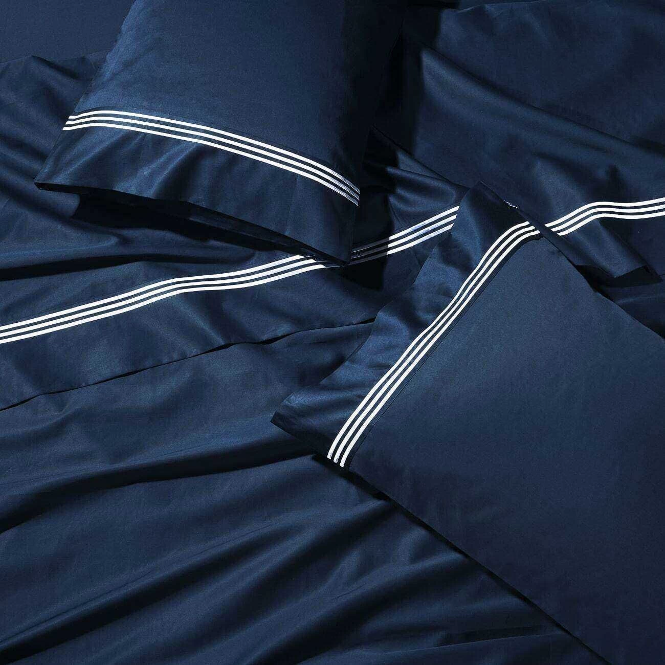 Ritz 1000 TC Embroidered Navy With White Quilt Cov 4 Ritz 1000 TC Embroidered Navy With White Quilt Cov - Image 4