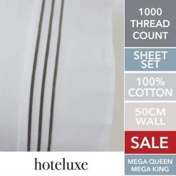Ritz 1000 TC Embroidered 50cm Mega Sheet Set Silve 5 Ritz 1000 TC Embroidered 50cm Mega Sheet Set Silve -Bedding Specialty Shop 1000TC SSET SILVER MEGA 1