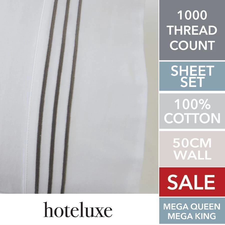 Ritz 1000 TC Embroidered 50cm Mega Sheet Set Silve 3 Ritz 1000 TC Embroidered 50cm Mega Sheet Set Silve - Image 3
