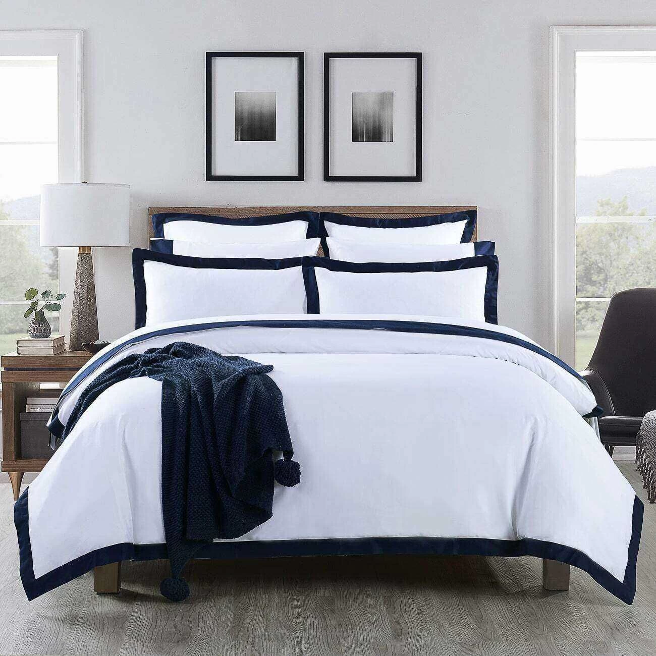 Plaza Navy 1000TC Quilt Cover Set 1 Plaza Navy 1000TC Quilt Cover Set