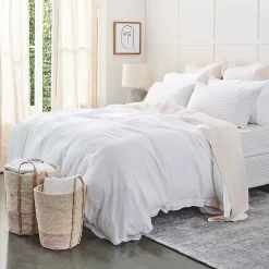 Antwerp Linen Fitted Sheet - White -Bedding Specialty Shop 1117255155 c