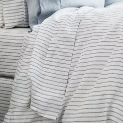 Antwerp Linen Flat Sheet - White & Charcoal -Bedding Specialty Shop 1117256304 c