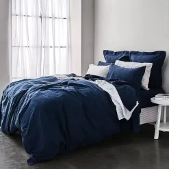 Antwerp Linen Flat Sheet - Navy -Bedding Specialty Shop 1117258628 d 1 2