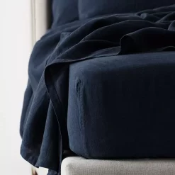 Antwerp Linen Fitted Sheet - Ink