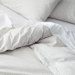 Parish Flat Sheet - Natural & White