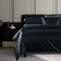 Satin Quilt Cover Set Black
