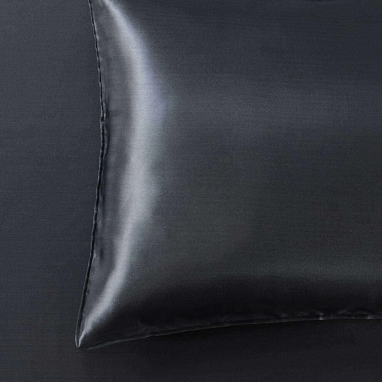Satin Quilt Cover Set Charcoal 2 Satin Quilt Cover Set Charcoal - Image 2