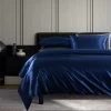 Satin Quilt Cover Set Navy
