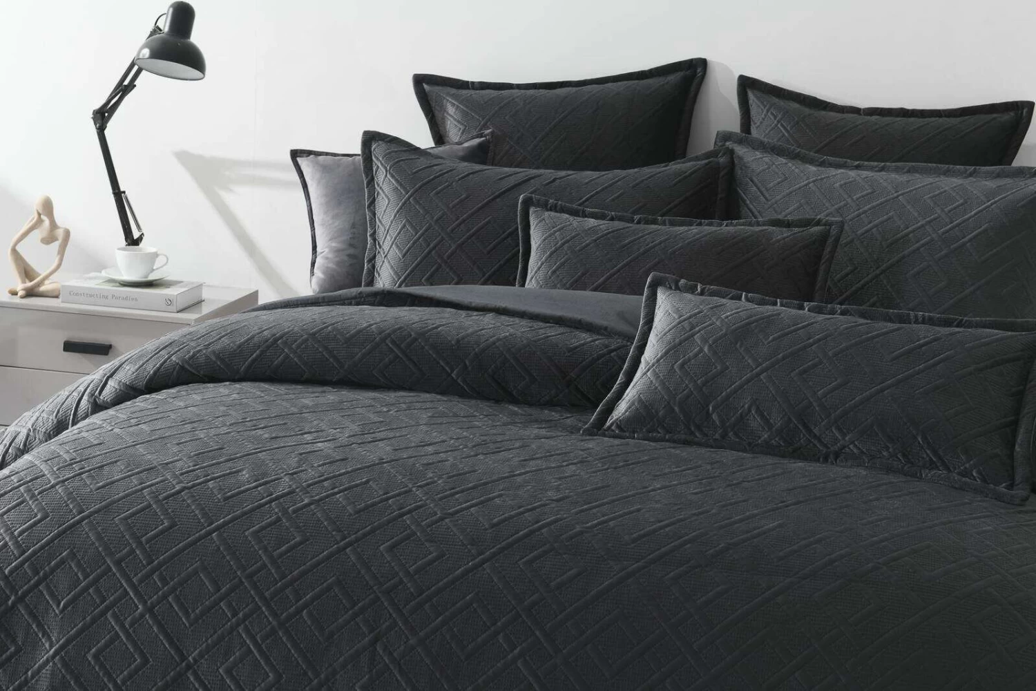 Kolt Quilt Cover Set Charcoal 2 Kolt Quilt Cover Set Charcoal - Image 2