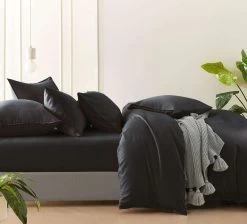 Bamboo Linen Quilt Cover Set Charcoal 7 Bamboo Linen Quilt Cover Set Charcoal -Bedding Specialty Shop 32474 2