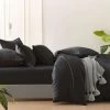 Bamboo Linen Fitted Sheet Charcoal