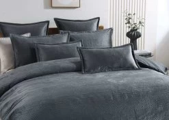 Emma Quilt Cover Set Charcoal -Bedding Specialty Shop 32594 2