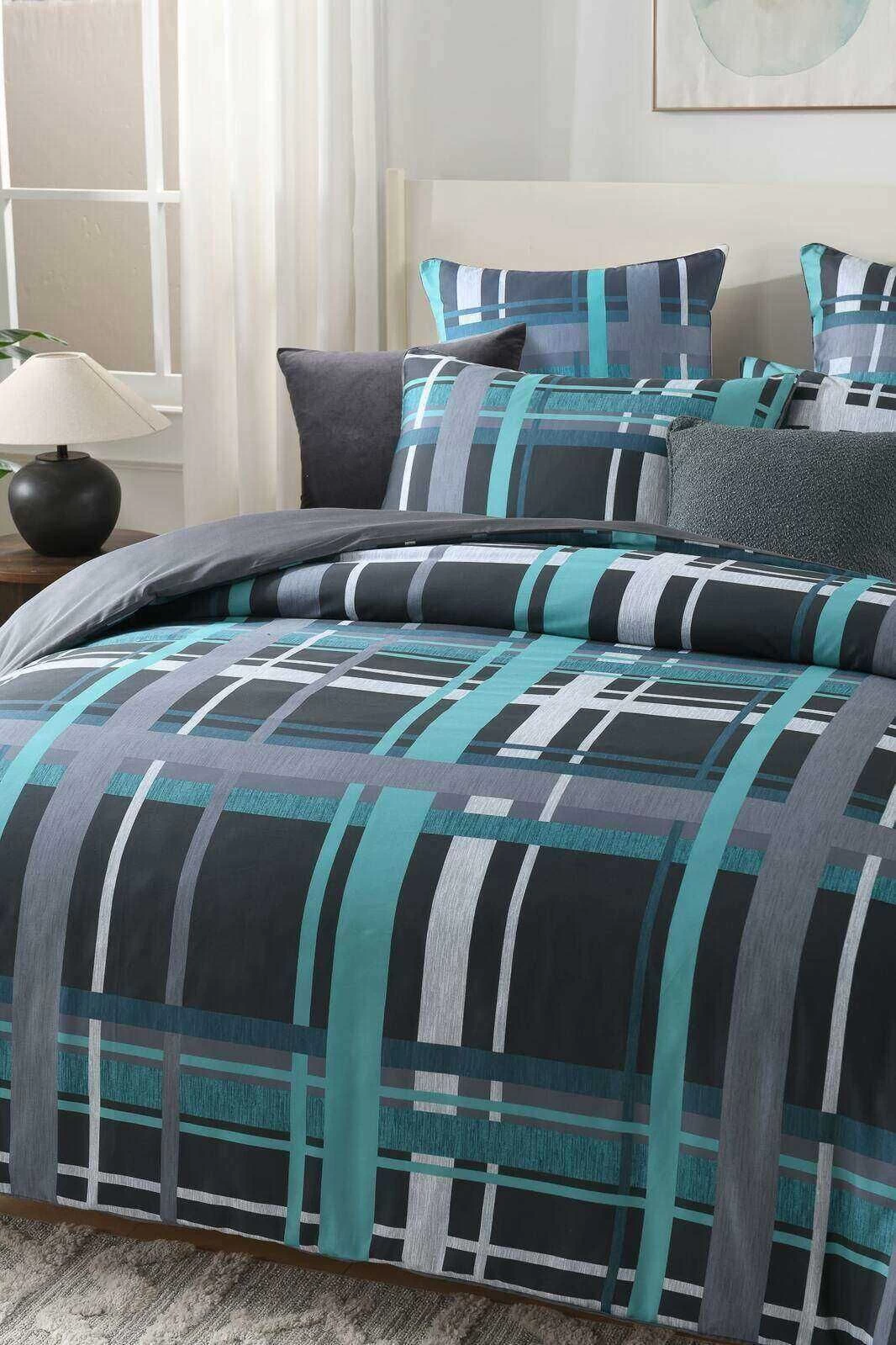 Clark Teal Quilt Cover Set 2 Clark Teal Quilt Cover Set - Image 2