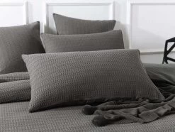 Jax Chunky Waffle Charcoal Quilt Cover Set -Bedding Specialty Shop 3419 3424 2