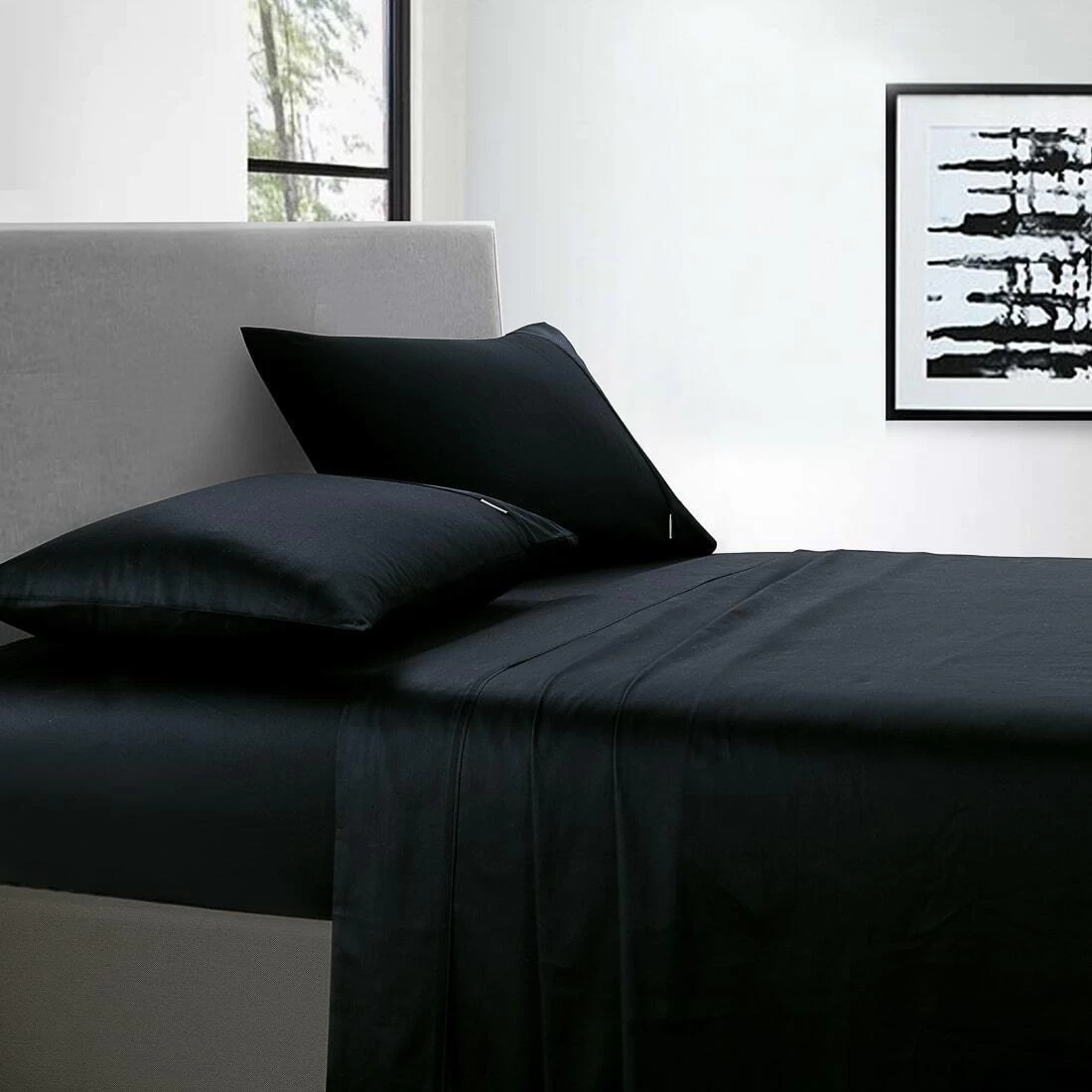 400 Thread Count Sheet Set Black 4 400 Thread Count Sheet Set Black - Image 4