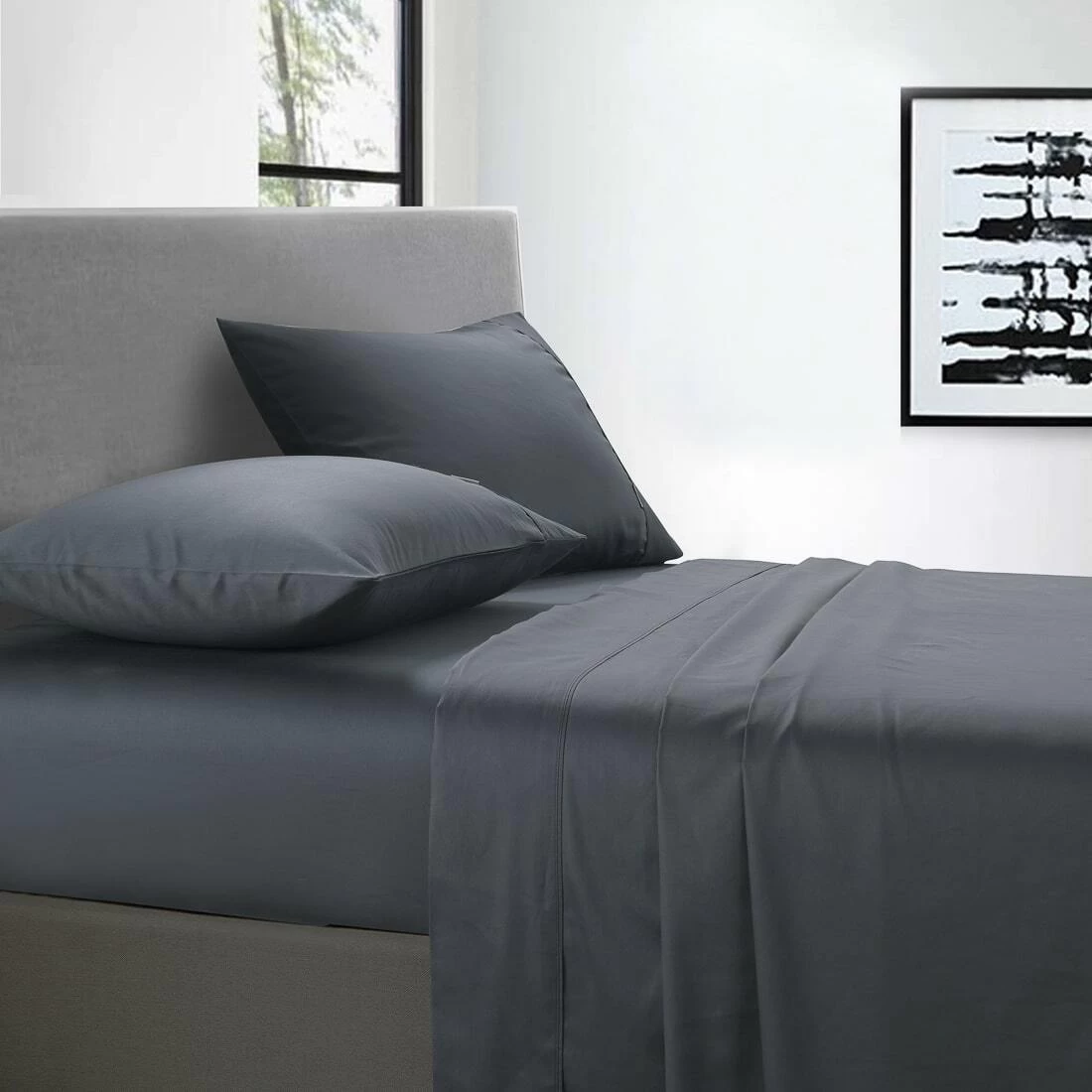 400 Thread Count Sheet Set Charcoal 4 400 Thread Count Sheet Set Charcoal - Image 4