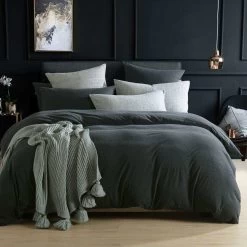 Jersey Quilt Cover Set Charcoal -Bedding Specialty Shop JERSEY QCS CHARCOAL 5