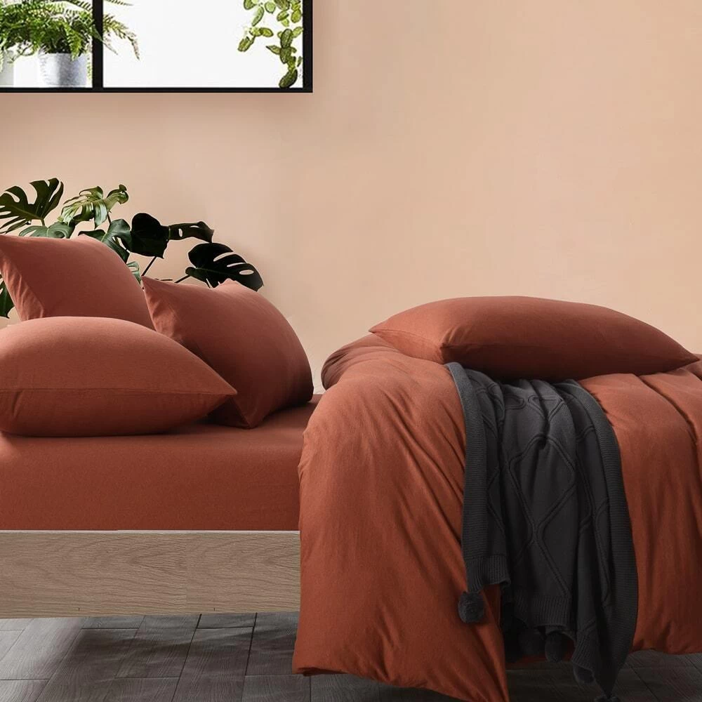 Jersey Quilt Cover Set Rust 2 Jersey Quilt Cover Set Rust - Image 2