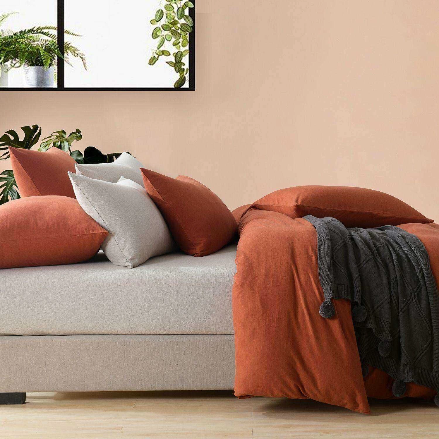 Jersey Quilt Cover Set Rust 6 Jersey Quilt Cover Set Rust - Image 6